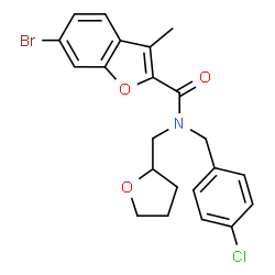 ChemSpider 2D Image | 6-Bromo-N-(4-chlorobenzyl)-3-methyl-N-(tetrahydro-2-furanylmethyl)-1-benzofuran-2-carboxamide | C22H21BrClNO3