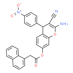 ChemSpider 2D Image | 2-Amino-3-cyano-4-(4-nitrophenyl)-4H-chromen-7-yl 1-naphthylacetate | C28H19N3O5