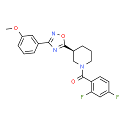 ChemSpider 2D Image | (2,4-Difluorophenyl){(3S)-3-[3-(3-methoxyphenyl)-1,2,4-oxadiazol-5-yl]-1-piperidinyl}methanone | C21H19F2N3O3