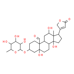 ChemSpider 2D Image | 3-[(6-Deoxyhexopyranosyl)oxy]-5,12,14-trihydroxy-19-oxocard-20(22)-enolide | C29H42O11