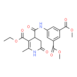 ChemSpider 2D Image | Dimethyl 5-({[5-(ethoxycarbonyl)-6-methyl-2-oxo-1,2,3,4-tetrahydro-4-pyridinyl]carbonyl}amino)isophthalate | C20H22N2O8