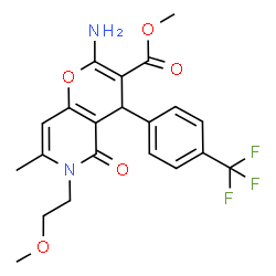 ChemSpider 2D Image | Methyl 2-amino-6-(2-methoxyethyl)-7-methyl-5-oxo-4-[4-(trifluoromethyl)phenyl]-5,6-dihydro-4H-pyrano[3,2-c]pyridine-3-carboxylate | C21H21F3N2O5