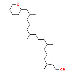 ChemSpider 2D Image | (2E)-3,7,11,15-Tetramethyl-16-(tetrahydro-2H-pyran-2-yl)-2-hexadecen-1-ol | C25H48O2