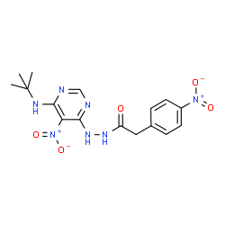 ChemSpider 2D Image | N'-[6-(tert-Butylamino)-5-nitropyrimidin-4-yl]-2-(4-nitrophenyl)acetohydrazide | C16H19N7O5
