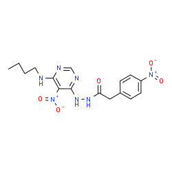 ChemSpider 2D Image | N'-[6-(Butylamino)-5-nitropyrimidin-4-yl]-2-(4-nitrophenyl)acetohydrazide | C16H19N7O5