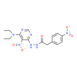 ChemSpider 2D Image | N'-[6-(Diethylamino)-5-nitropyrimidin-4-yl]-2-(4-nitrophenyl)acetohydrazide | C16H19N7O5