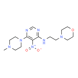 ChemSpider 2D Image | 6-(4-Methyl-1-piperazinyl)-N-[2-(4-morpholinyl)ethyl]-5-nitro-4-pyrimidinamine | C15H25N7O3