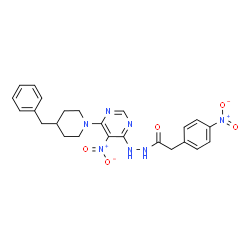 ChemSpider 2D Image | N'-[6-(4-Benzylpiperidin-1-yl)-5-nitropyrimidin-4-yl]-2-(4-nitrophenyl)acetohydrazide | C24H25N7O5