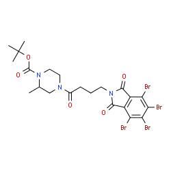 ChemSpider 2D Image | 2-Methyl-2-propanyl 2-methyl-4-[4-(4,5,6,7-tetrabromo-1,3-dioxo-1,3-dihydro-2H-isoindol-2-yl)butanoyl]-1-piperazinecarboxylate | C22H25Br4N3O5