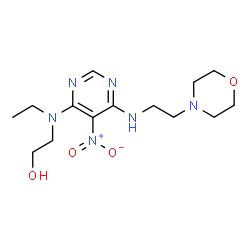 ChemSpider 2D Image | 2-[Ethyl(6-{[2-(4-morpholinyl)ethyl]amino}-5-nitro-4-pyrimidinyl)amino]ethanol | C14H24N6O4