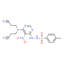 ChemSpider 2D Image | N'-{6-[Bis(2-cyanoethyl)amino]-5-nitropyrimidin-4-yl}-4-methylbenzenesulfonohydrazide | C17H18N8O4S