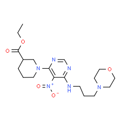 ChemSpider 2D Image | Ethyl 1-(6-{[3-(4-morpholinyl)propyl]amino}-5-nitro-4-pyrimidinyl)-3-piperidinecarboxylate | C19H30N6O5