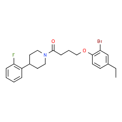 ChemSpider 2D Image | 4-(2-Bromo-4-ethylphenoxy)-1-[4-(2-fluorophenyl)-1-piperidinyl]-1-butanone | C23H27BrFNO2