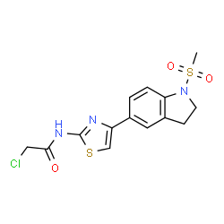ChemSpider 2D Image | 2-Chloro-N-{4-[1-(methylsulfonyl)-2,3-dihydro-1H-indol-5-yl]-1,3-thiazol-2-yl}acetamide | C14H14ClN3O3S2