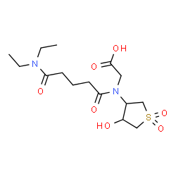 ChemSpider 2D Image | N-[5-(Diethylamino)-5-oxopentanoyl]-N-(4-hydroxy-1,1-dioxidotetrahydro-3-thiophenyl)glycine | C15H26N2O7S