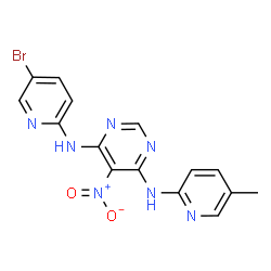 ChemSpider 2D Image | N-(5-Bromo-2-pyridinyl)-N'-(5-methyl-2-pyridinyl)-5-nitro-4,6-pyrimidinediamine | C15H12BrN7O2