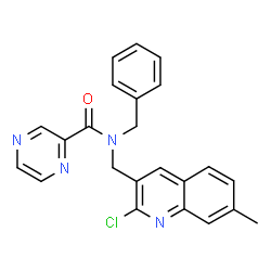 ChemSpider 2D Image | N-Benzyl-N-[(2-chloro-7-methyl-3-quinolinyl)methyl]-2-pyrazinecarboxamide | C23H19ClN4O