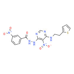 ChemSpider 2D Image | 3-Nitro-N'-(5-nitro-6-{[2-(2-thienyl)ethyl]amino}-4-pyrimidinyl)benzohydrazide | C17H15N7O5S