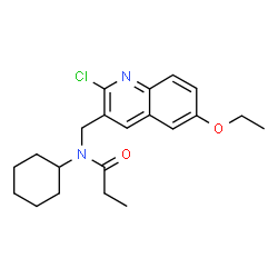 ChemSpider 2D Image | N-[(2-Chloro-6-ethoxy-3-quinolinyl)methyl]-N-cyclohexylpropanamide | C21H27ClN2O2