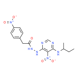 ChemSpider 2D Image | N'-[6-(sec-Butylamino)-5-nitropyrimidin-4-yl]-2-(4-nitrophenyl)acetohydrazide | C16H19N7O5
