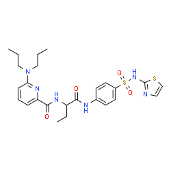 ChemSpider 2D Image | 6-(Dipropylamino)-N-(1-oxo-1-{[4-(1,3-thiazol-2-ylsulfamoyl)phenyl]amino}-2-butanyl)-2-pyridinecarboxamide | C25H32N6O4S2