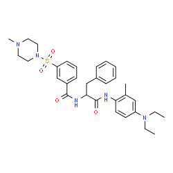 ChemSpider 2D Image | N-[4-(Diethylamino)-2-methylphenyl]-Nalpha-{3-[(4-methyl-1-piperazinyl)sulfonyl]benzoyl}phenylalaninamide | C32H41N5O4S