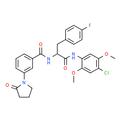 ChemSpider 2D Image | N-(4-Chloro-2,5-dimethoxyphenyl)-4-fluoro-Nalpha-[3-(2-oxo-1-pyrrolidinyl)benzoyl]phenylalaninamide | C28H27ClFN3O5