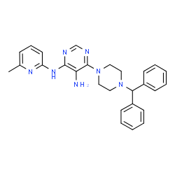 ChemSpider 2D Image | 6-[4-(Diphenylmethyl)-1-piperazinyl]-N~4~-(6-methyl-2-pyridinyl)-4,5-pyrimidinediamine | C27H29N7