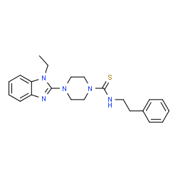 ChemSpider 2D Image | 4-(1-Ethyl-1H-benzimidazol-2-yl)-N-(2-phenylethyl)-1-piperazinecarbothioamide | C22H27N5S