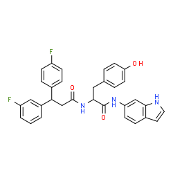 ChemSpider 2D Image | Nalpha-[3-(3-Fluorophenyl)-3-(4-fluorophenyl)propanoyl]-N-1H-indol-6-yltyrosinamide | C32H27F2N3O3