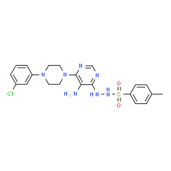 ChemSpider 2D Image | N'-{5-Amino-6-[4-(3-chlorophenyl)piperazin-1-yl]pyrimidin-4-yl}-4-methylbenzenesulfonohydrazide | C21H24ClN7O2S