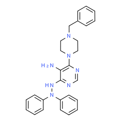 ChemSpider 2D Image | 4-(4-Benzyl-1-piperazinyl)-6-(2,2-diphenylhydrazino)-5-pyrimidinamine | C27H29N7