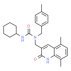 ChemSpider 2D Image | 3-Cyclohexyl-1-[(5,8-dimethyl-2-oxo-1,2-dihydro-3-quinolinyl)methyl]-1-(4-methylbenzyl)urea | C27H33N3O2