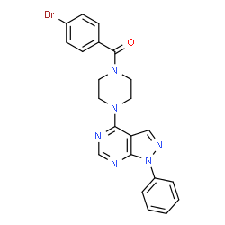ChemSpider 2D Image | (4-Bromophenyl)[4-(1-phenyl-1H-pyrazolo[3,4-d]pyrimidin-4-yl)-1-piperazinyl]methanone | C22H19BrN6O