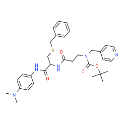 ChemSpider 2D Image | N-{[(2-Methyl-2-propanyl)oxy]carbonyl}-N-(4-pyridinylmethyl)-beta-alanyl-S-benzyl-N-[4-(dimethylamino)phenyl]cysteinamide | C32H41N5O4S