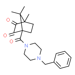 ChemSpider 2D Image | 1-[(4-Benzyl-1-piperazinyl)carbonyl]-4,7,7-trimethylbicyclo[2.2.1]heptane-2,3-dione | C22H28N2O3