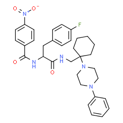 ChemSpider 2D Image | 4-Fluoro-Nalpha-(4-nitrobenzoyl)-N-{[1-(4-phenyl-1-piperazinyl)cyclohexyl]methyl}phenylalaninamide | C33H38FN5O4