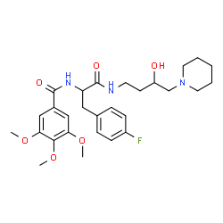 ChemSpider 2D Image | 4-Fluoro-N-[3-hydroxy-4-(1-piperidinyl)butyl]-Nalpha-(3,4,5-trimethoxybenzoyl)phenylalaninamide | C28H38FN3O6