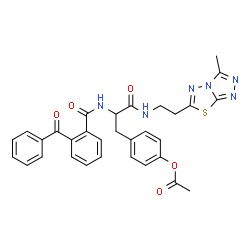 ChemSpider 2D Image | 4-(2-[(2-Benzoylbenzoyl)amino]-3-{[2-(3-methyl[1,2,4]triazolo[3,4-b][1,3,4]thiadiazol-6-yl)ethyl]amino}-3-oxopropyl)phenyl acetate | C31H28N6O5S