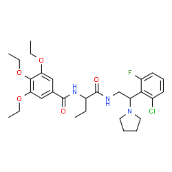 ChemSpider 2D Image | N-(1-{[2-(2-Chloro-6-fluorophenyl)-2-(1-pyrrolidinyl)ethyl]amino}-1-oxo-2-butanyl)-3,4,5-triethoxybenzamide | C29H39ClFN3O5