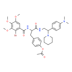 ChemSpider 2D Image | 4-{2-[(2-Bromo-3,4,5-trimethoxybenzoyl)amino]-3-({2-[4-(dimethylamino)phenyl]-2-(1-piperidinyl)ethyl}amino)-3-oxopropyl}phenyl acetate | C36H45BrN4O7