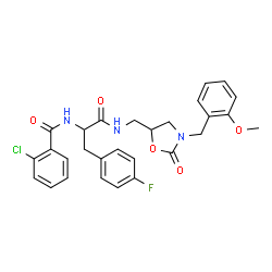 ChemSpider 2D Image | Nalpha-(2-Chlorobenzoyl)-4-fluoro-N-{[3-(2-methoxybenzyl)-2-oxo-1,3-oxazolidin-5-yl]methyl}phenylalaninamide | C28H27ClFN3O5