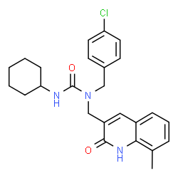 ChemSpider 2D Image | 1-(4-Chlorobenzyl)-3-cyclohexyl-1-[(8-methyl-2-oxo-1,2-dihydro-3-quinolinyl)methyl]urea | C25H28ClN3O2
