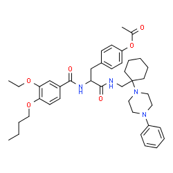 ChemSpider 2D Image | 4-{2-[(4-Butoxy-3-ethoxybenzoyl)amino]-3-oxo-3-({[1-(4-phenyl-1-piperazinyl)cyclohexyl]methyl}amino)propyl}phenyl acetate | C41H54N4O6