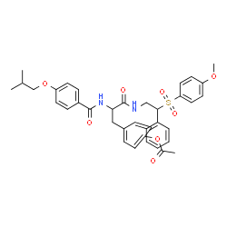 ChemSpider 2D Image | 4-{2-[(4-Isobutoxybenzoyl)amino]-3-({2-[(4-methoxyphenyl)sulfonyl]-2-phenylethyl}amino)-3-oxopropyl}phenyl acetate | C37H40N2O8S