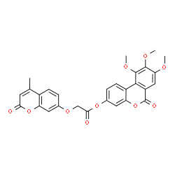 ChemSpider 2D Image | 8,9,10-Trimethoxy-6-oxo-6H-benzo[c]chromen-3-yl [(4-methyl-2-oxo-2H-chromen-7-yl)oxy]acetate | C28H22O10