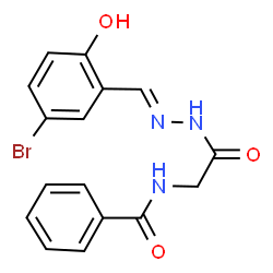 ChemSpider 2D Image | N-{2-[2-(5-bromo-2-hydroxybenzylidene)hydrazino]-2-oxoethyl}benzamide | C16H14BrN3O3