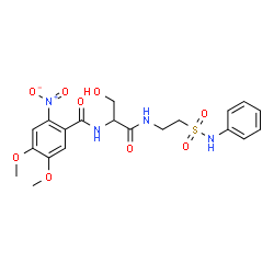 ChemSpider 2D Image | N-(3-Hydroxy-1-oxo-1-{[2-(phenylsulfamoyl)ethyl]amino}-2-propanyl)-4,5-dimethoxy-2-nitrobenzamide | C20H24N4O9S