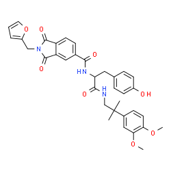 ChemSpider 2D Image | N-[2-(3,4-Dimethoxyphenyl)-2-methylpropyl]-Nalpha-{[2-(2-furylmethyl)-1,3-dioxo-2,3-dihydro-1H-isoindol-5-yl]carbonyl}tyrosinamide | C35H35N3O8