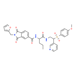 ChemSpider 2D Image | 2-(2-Furylmethyl)-N-[1-({2-[(4-methoxyphenyl)sulfonyl]-2-(3-pyridinyl)ethyl}amino)-1-oxo-2-pentanyl]-1,3-dioxo-5-isoindolinecarboxamide | C33H32N4O8S